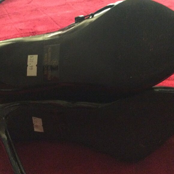 Olivia Ferguson Black Patent Leather Stiletto Heeled Above Ankle Boots Size 10 N - Picture 8 of 8